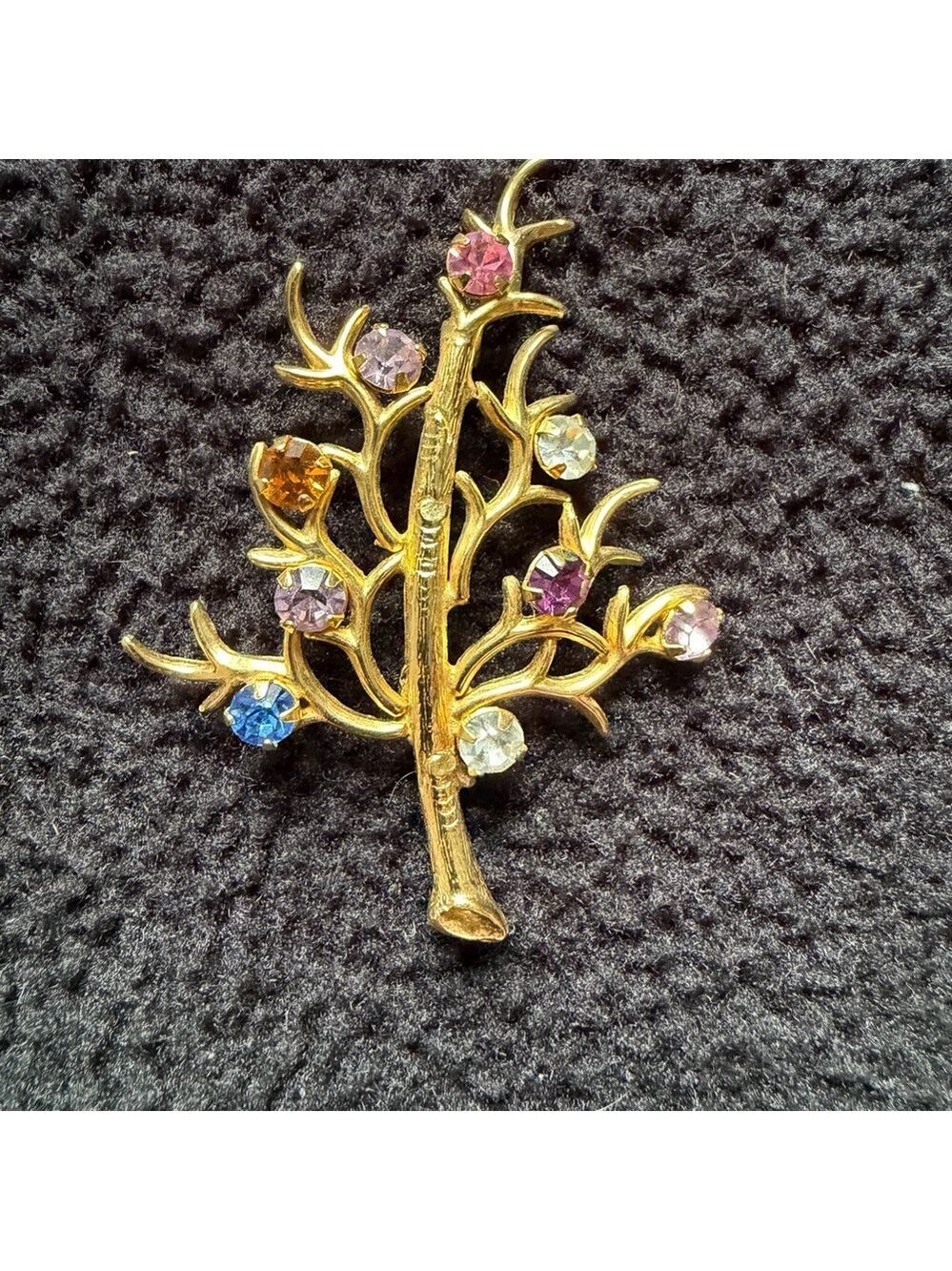 Vintage Rinestone 12K Gold Filled Tree of Life Brooch